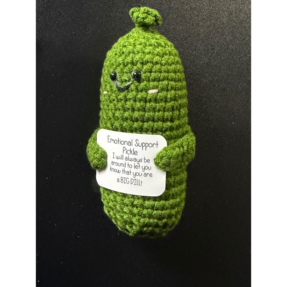 Emotional Support Pickle Crochet Plush Green Positive Cucumber Gift BOXOB JB5